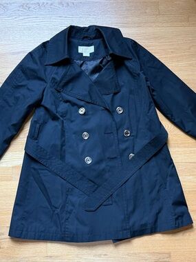 Michael Kors Navy Double-Breasted Trench Coat